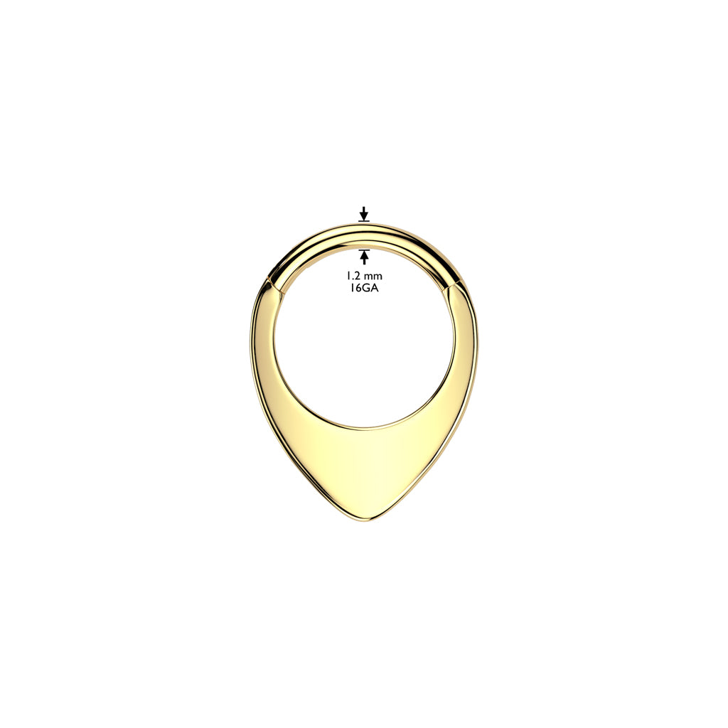 Lävistysrengas 1,2mm, Titanium Dew Drop – pisaranmuotoinen titaaniclicker (kulta)