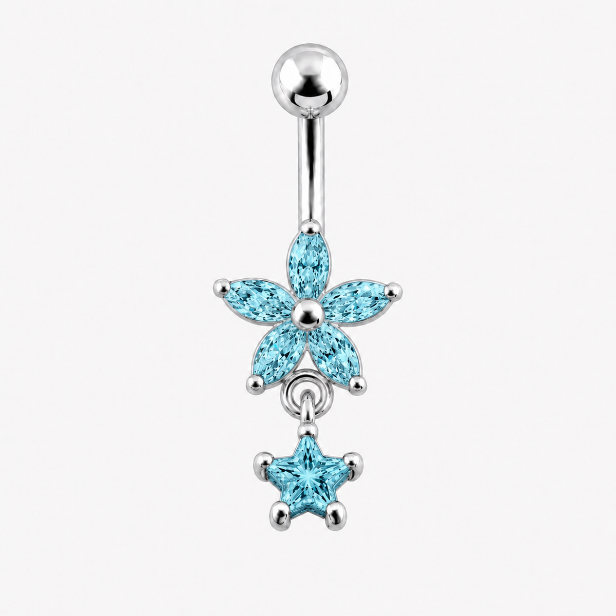 Siro mini napakoru titaanivarrella ja turkooseilla Cubic Zirconia -kristalleilla