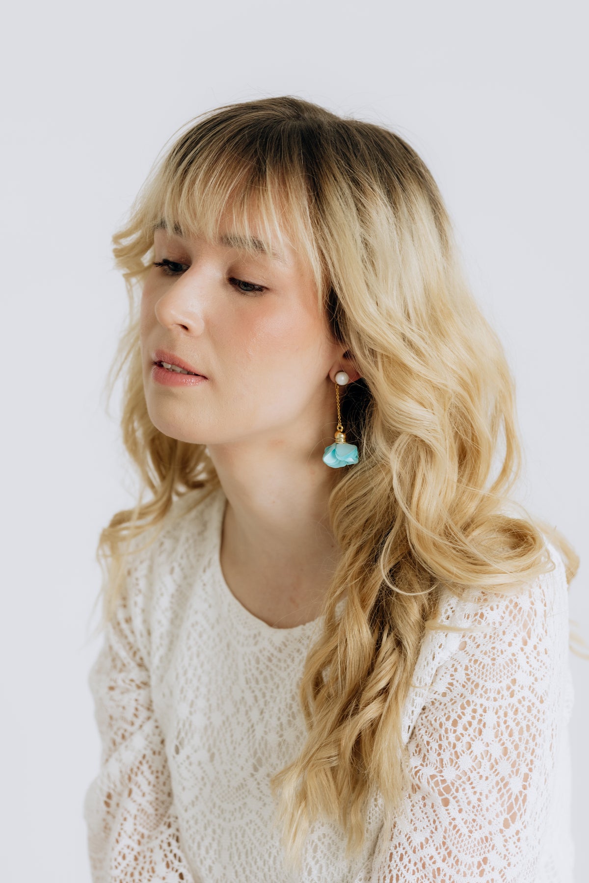 FRENCH RIVIERA | Lily Bloom flower earrings (turquoise)