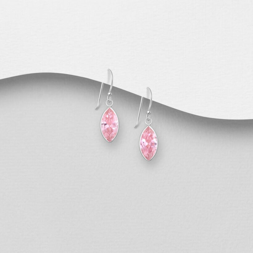 PREMIUM COLLECTION | Alva – light pink delicate dangling silver earrings