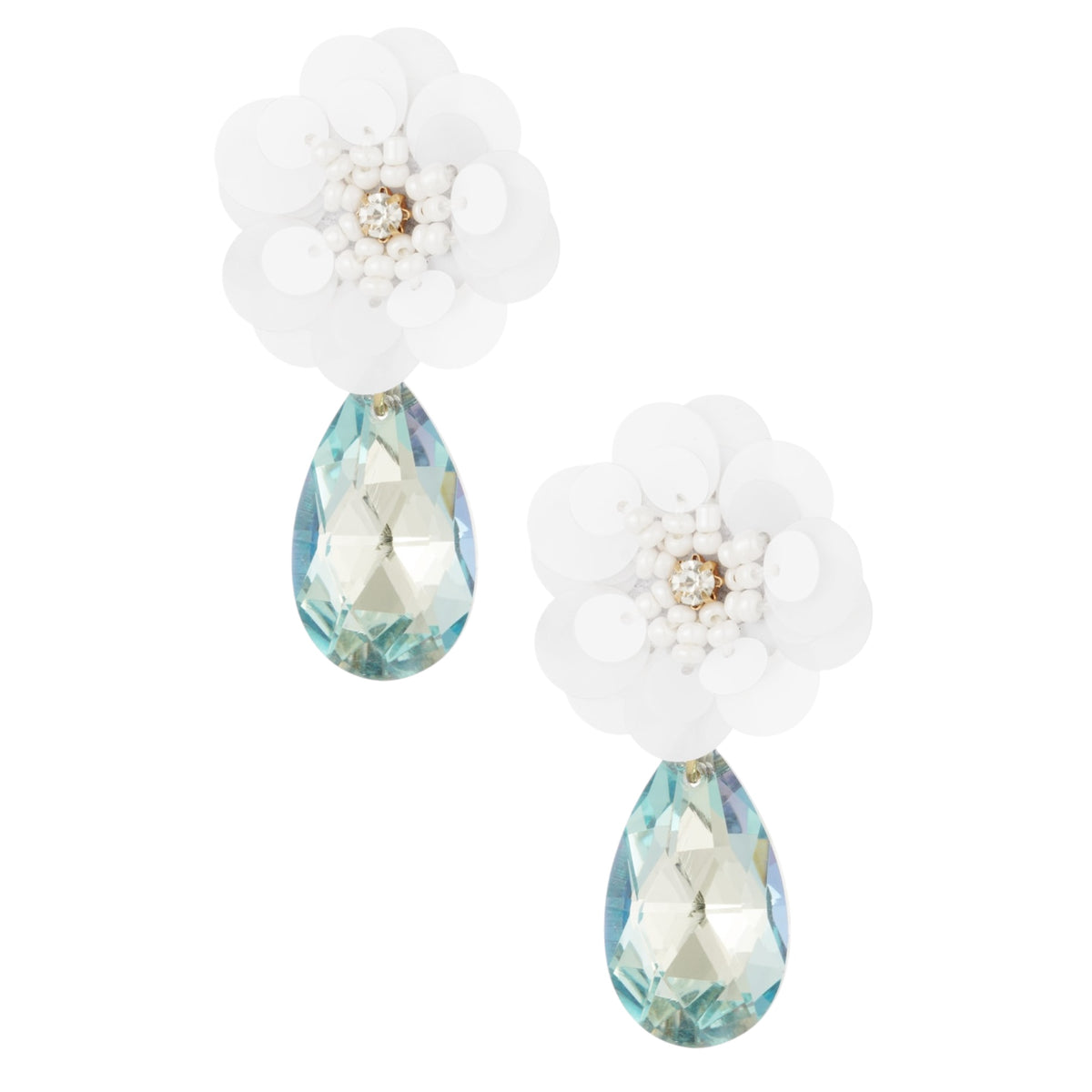 FRENCH RIVIERA | Aqua Blossom -valkoiset kukkakorvakorut