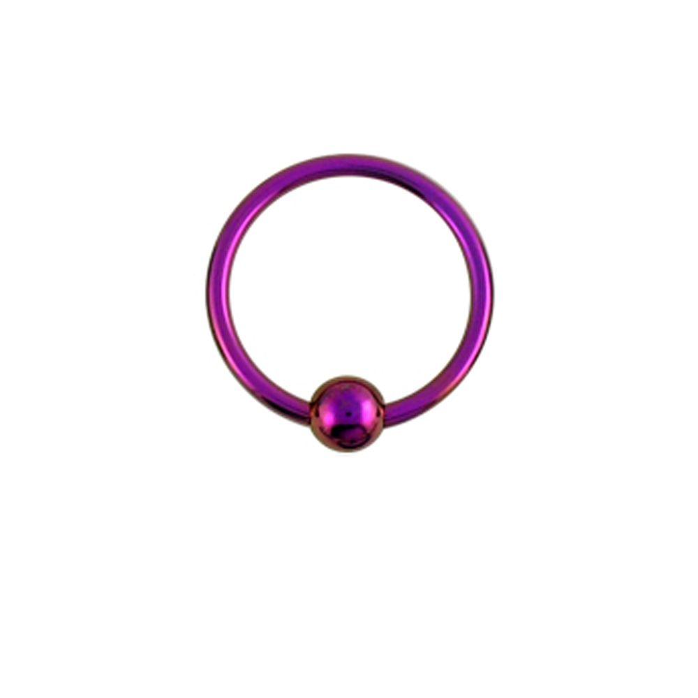 Lävistysrengas 1.2mm, Titanium BCR -violetti pallolukkorengas ⌀6mm