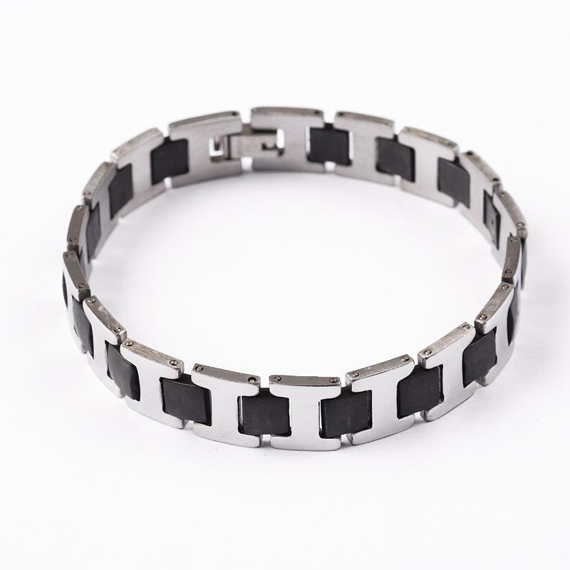 Kirurginteräsrannekoru, Stainless Steel Black Squares