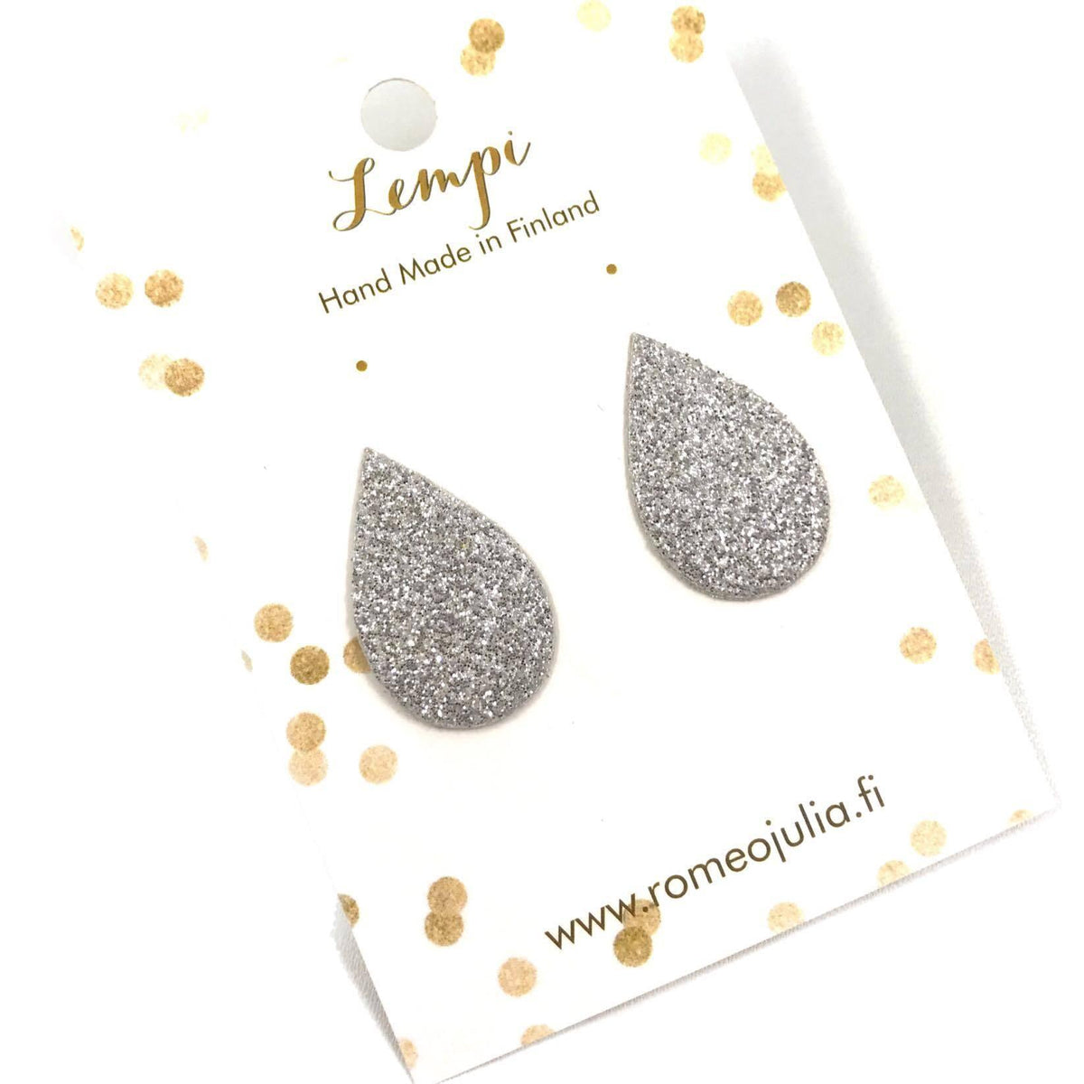 LEMPI-korvanapit, Pisara (hopea glitter)