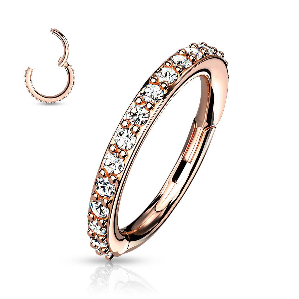 Lävistysrengas, High Quality Surgical Steel Hinged Rings with CZ/RGD