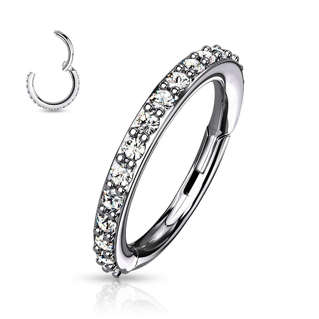 Lävistysrengas 1,2mm, High Quality Surgical Steel Hinged Rings with CZ