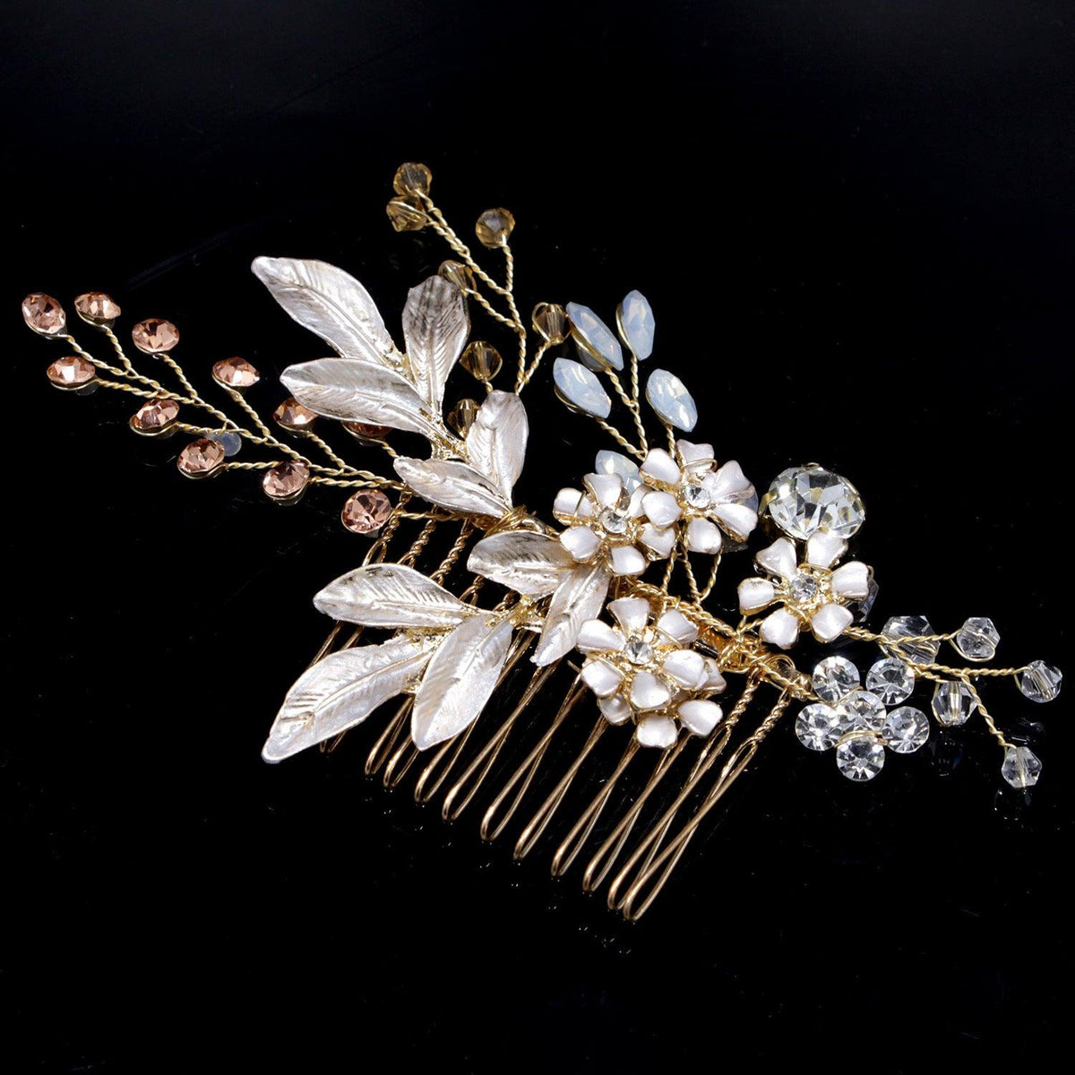 Hiuskoru, hiuskampa/ROMANCE, Pink Champange Flowers in Rosegold