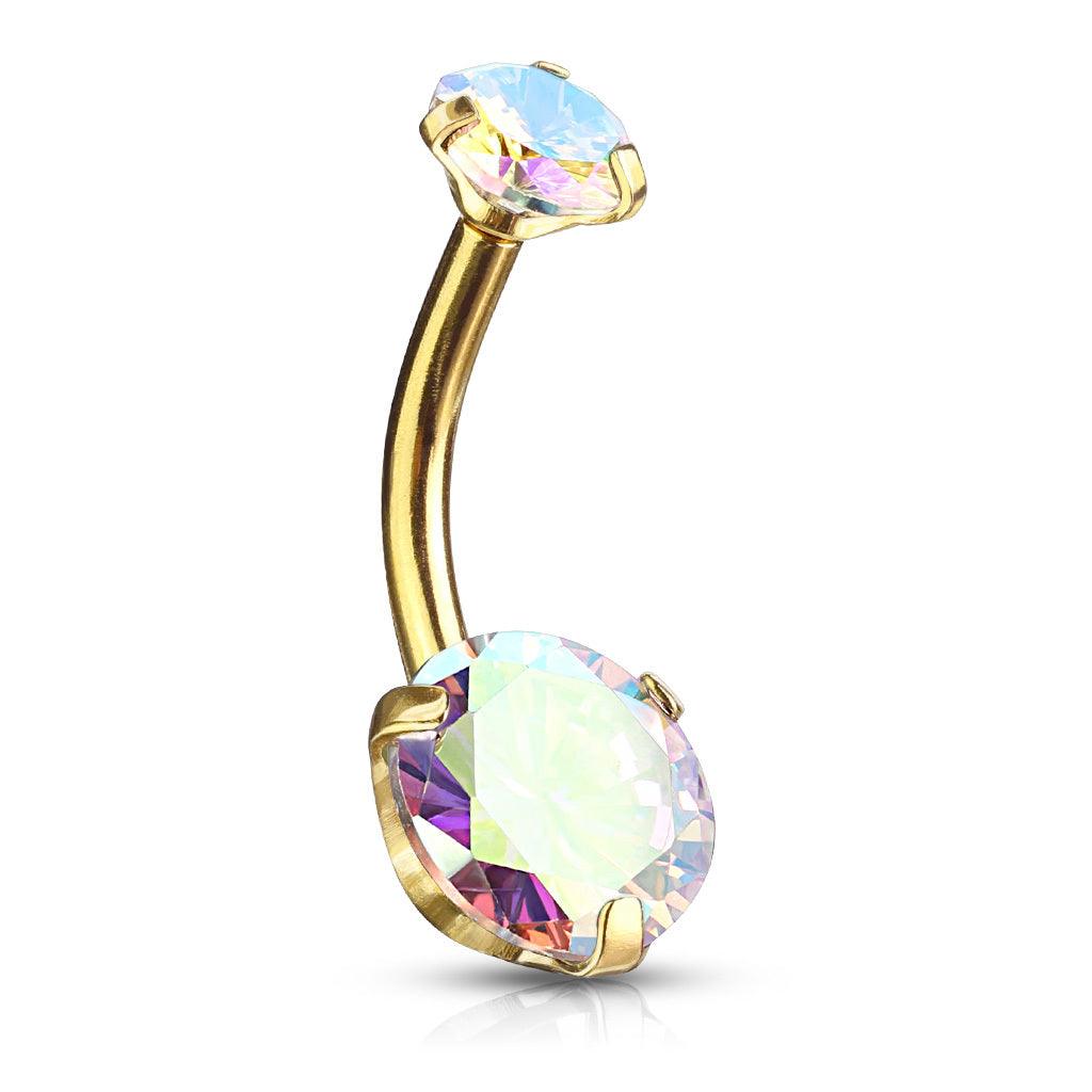 Napakoru, Prong Set Round CZ in AB Clear/Gold