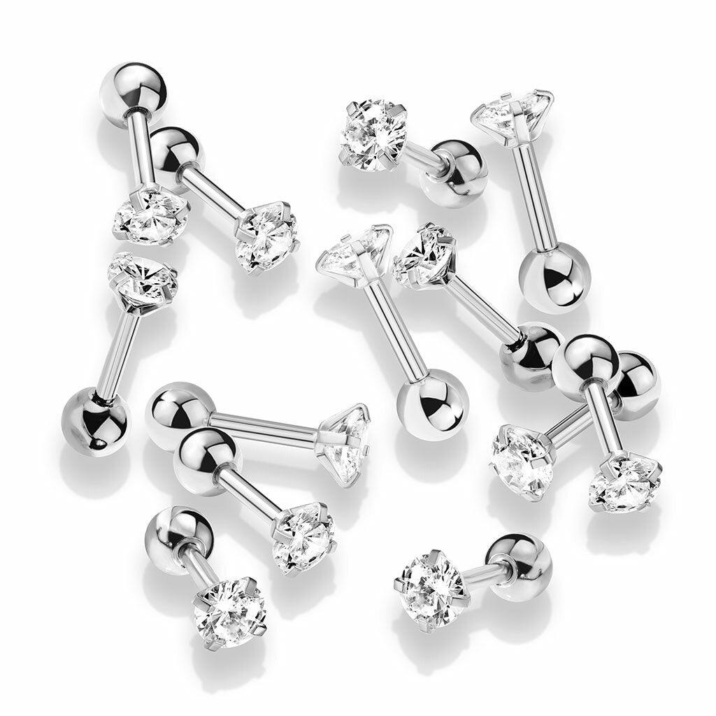 Rustokoru/traguskoru, Clear 4mm CZ Surgical Steel Barbell (8mm)