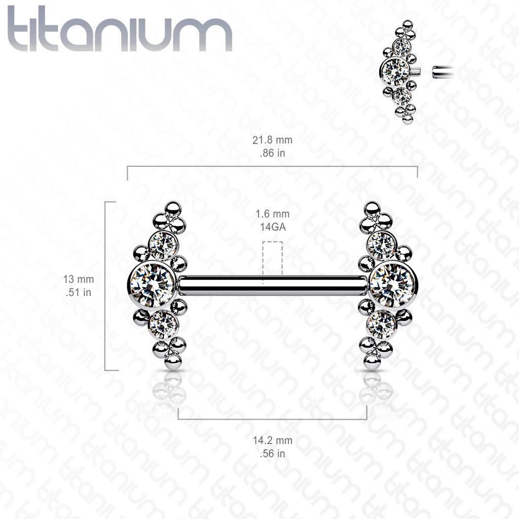 Nännikoru, Titanium Nipple Barbells with Bezel Set CZ