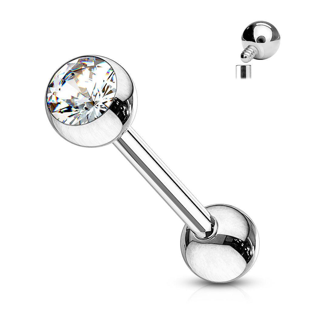 Barbell/kielikoru, Titanium Barbell with CZ -sisäkierteinen kielikoru