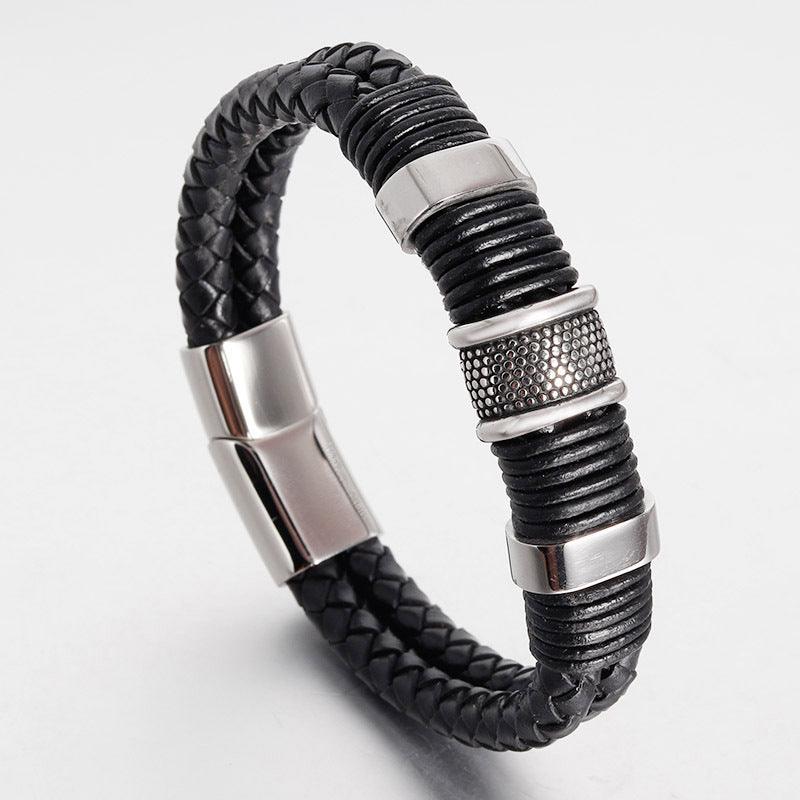 Leather bracelet, Classic Black Leather Bracelet