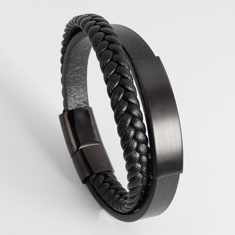 Keinonahkainen rannekoru, All Black Faux Leather Bracelet