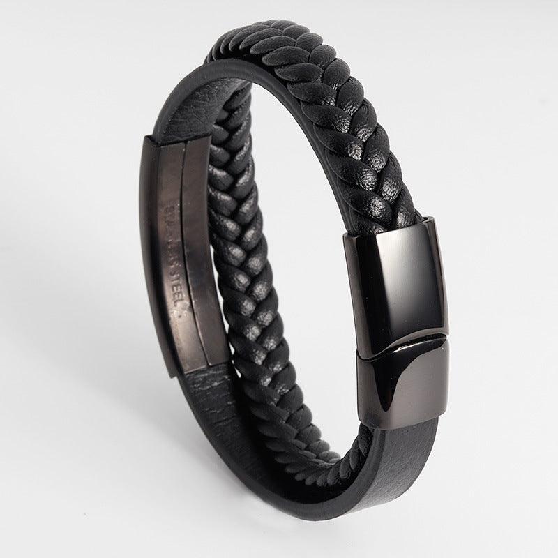 Keinonahkainen rannekoru, All Black Faux Leather Bracelet