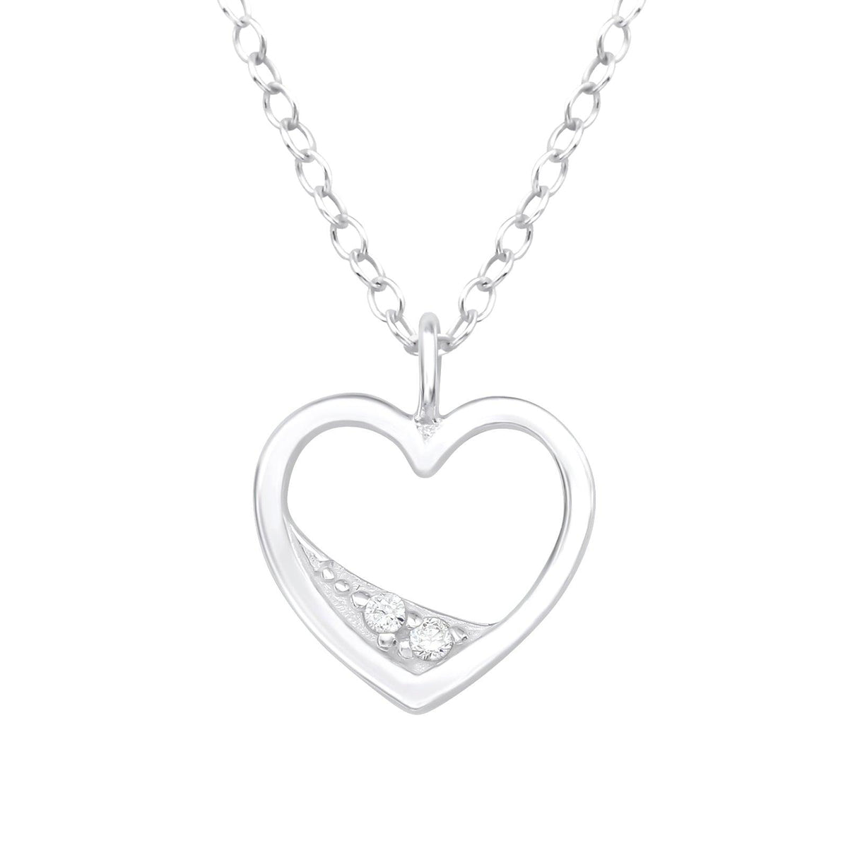 Silver necklace, Elegant Heart with CZ