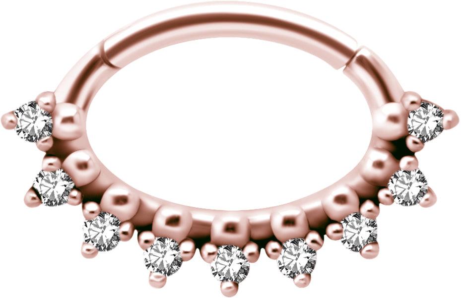 PREMIUM COLLECTION | Rose gold septum &amp; daith clicker with stones