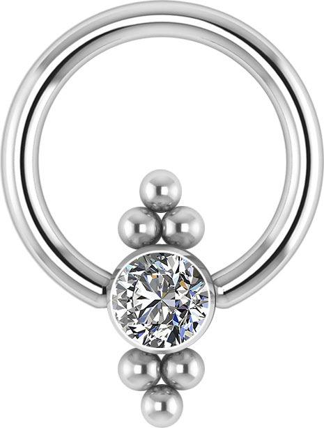Lävistysrengas, Titanium Cluster Balls with 4mm Crystals