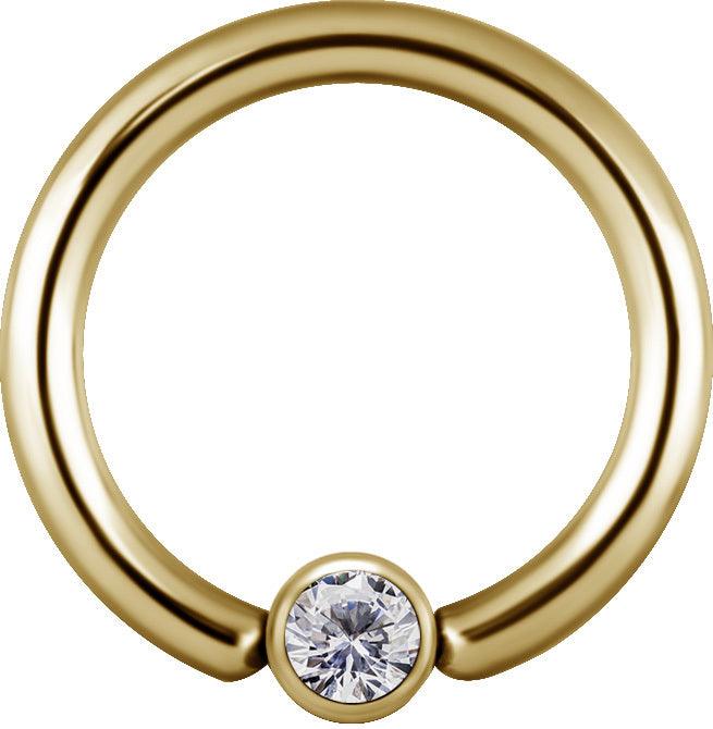 Lävistysrengas 1,2mm, Titanium BCR 24K PVD with Crystals