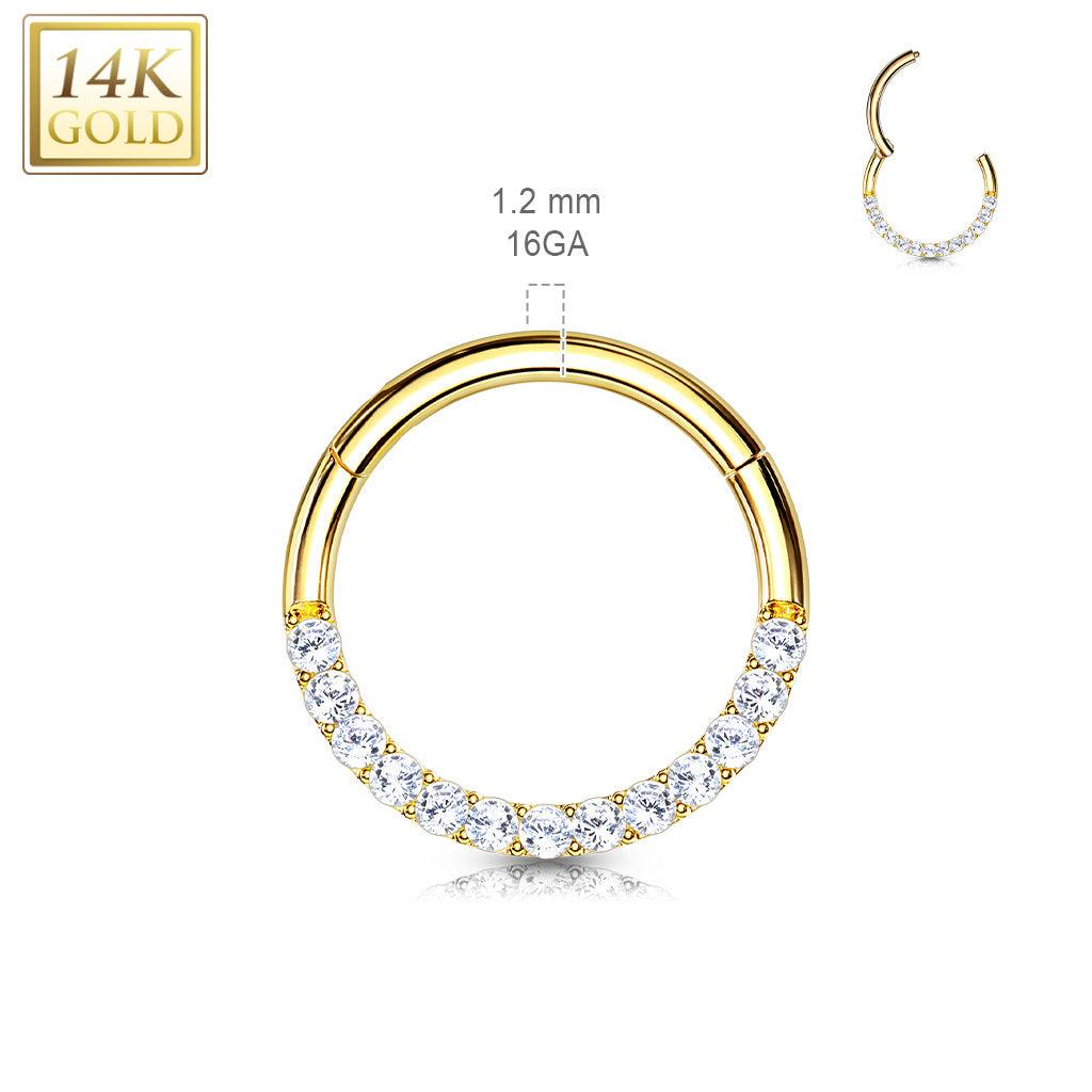 Lävistysrengas Ø10mm, 14K Gold Front Facing Hinged Ring -kultarengas