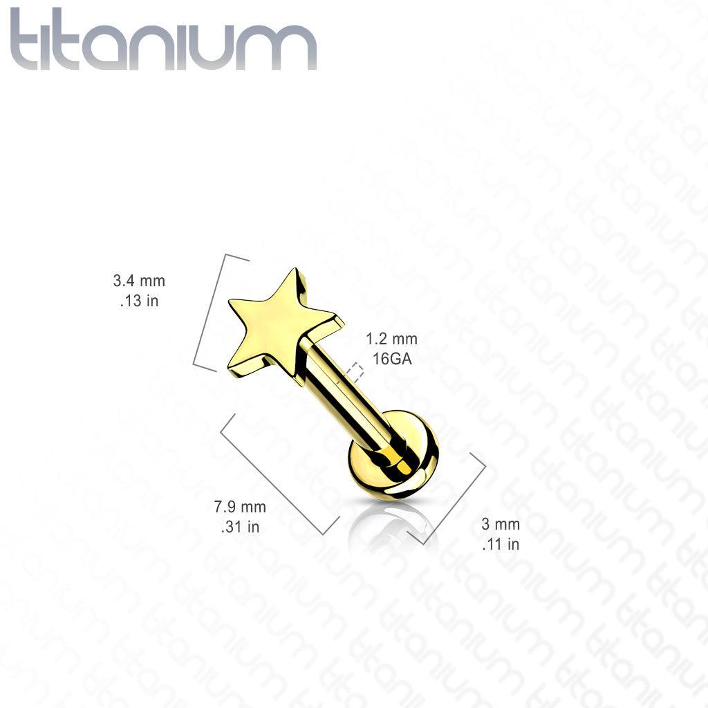 Rustokoru/traguskoru, Implant Grade Titanium Mini Gold Star
