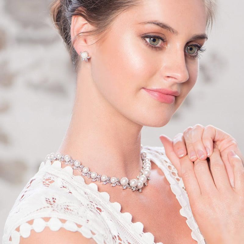 Crystal earrings, ATHENA BRIDAL|Romantic Sophie Earrings with Pearl