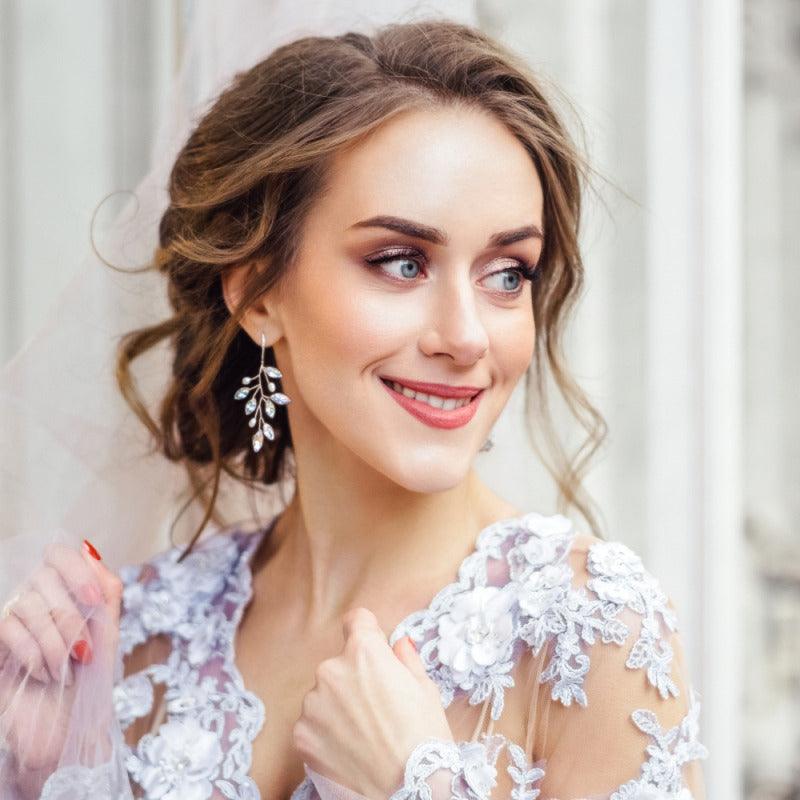 Crystal Earrings, ATHENA BRIDAL|Crystal Twine Earrings in rosegold