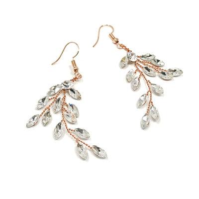 Crystal Earrings, ATHENA BRIDAL|Crystal Twine Earrings in rosegold