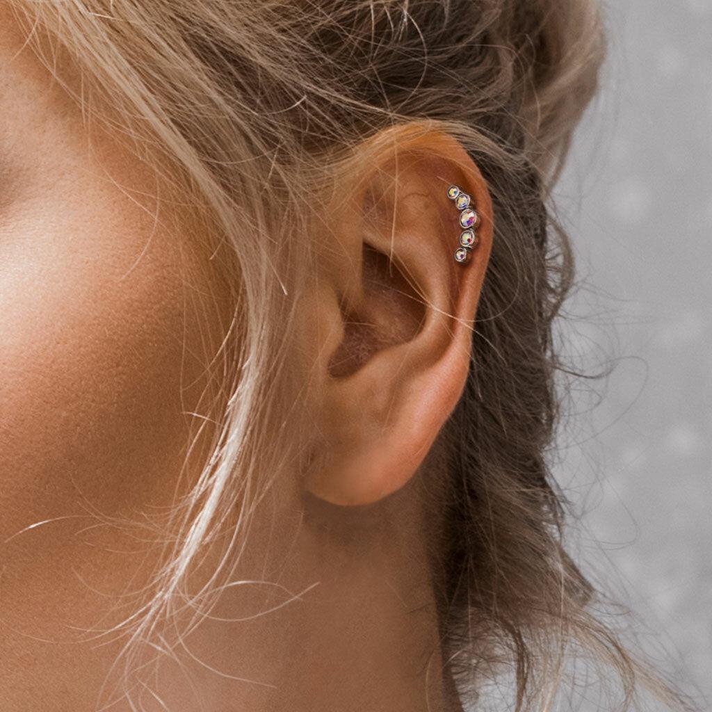 Rustokoru/traguskoru, Steel Blackline® Jewelled Curve Barbell