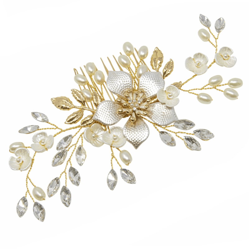 Hair ornament, ATHENA BRIDAL JEWELERY|Gold Flower Headpiece