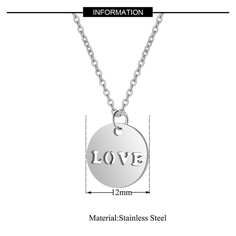 Surgical steel necklace, Simple Love Necklace in Two Colors