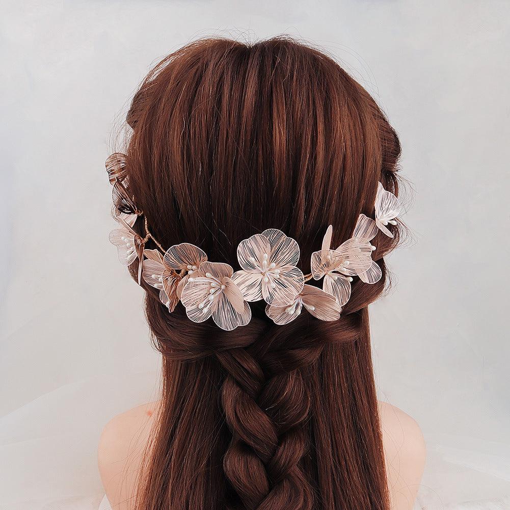 Hiuskoru, köynnös ROMANCE, Modern Rosegold Flower Hairpiece