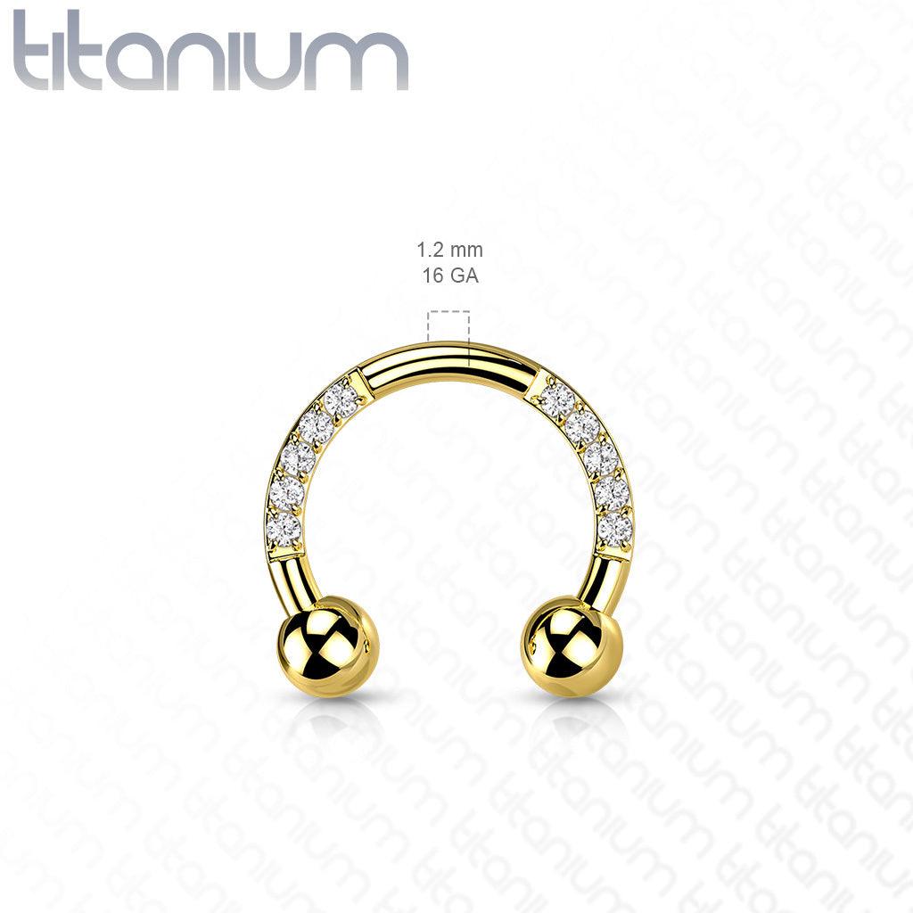 Hevosenkenkä, Titanium Horseshoe with CZ in Gold