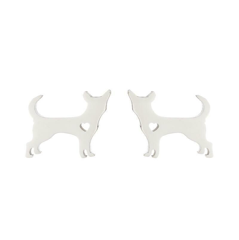 Kirurginteräsnapit, Dog Earstuds in Silver -koiranapit