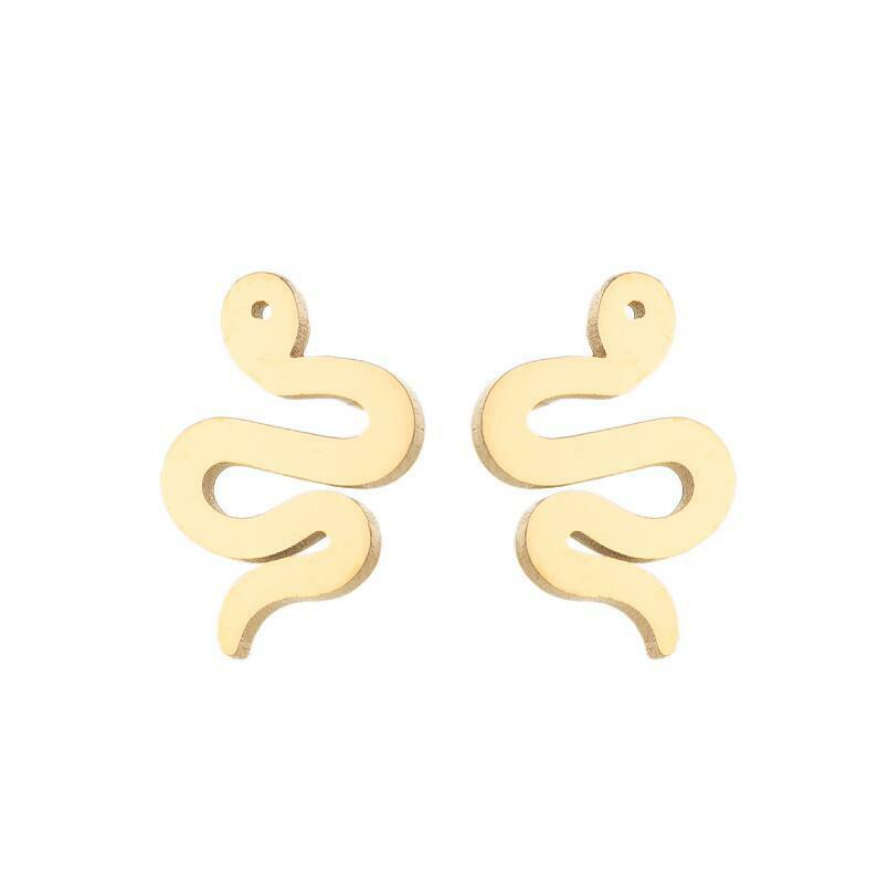 Kirurginteräsnapit, Steel Snake Earstuds in Gold -käärmenapit