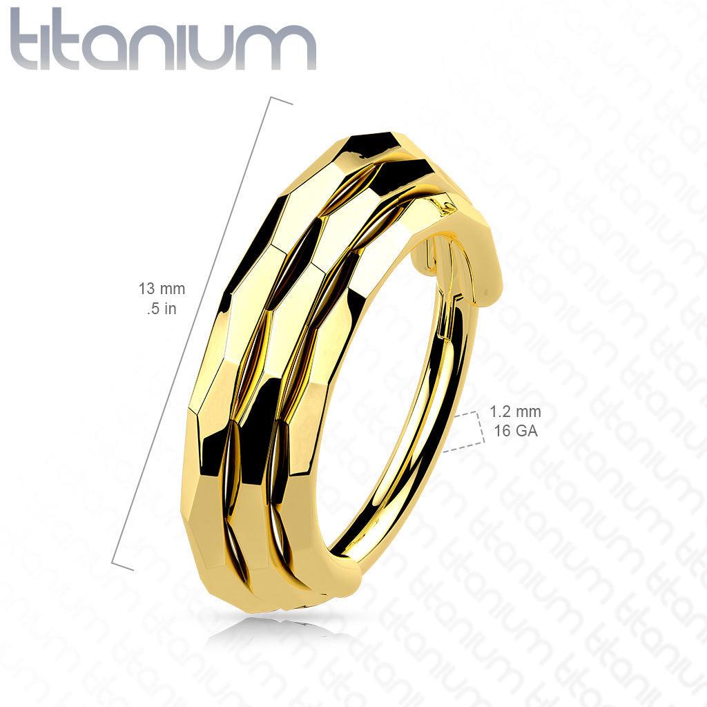 Lävistysrengas, Implant Grade Titanium Triple Lined Hoop in Gold