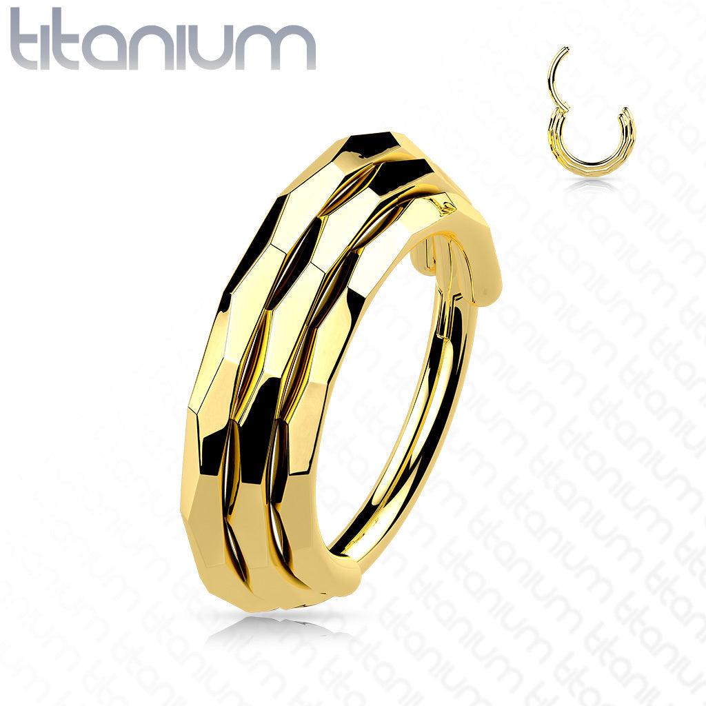 Lävistysrengas, Implant Grade Titanium Triple Lined Hoop in Gold