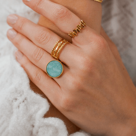 Sormus, BOHM PARIS|Bague Maxine -labradoriitti/kulta