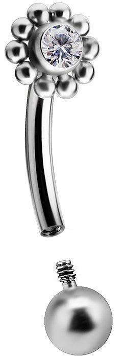 PREMIUM COLLECTION|Kaareva barbell pyöreällä koristeella (hopea)