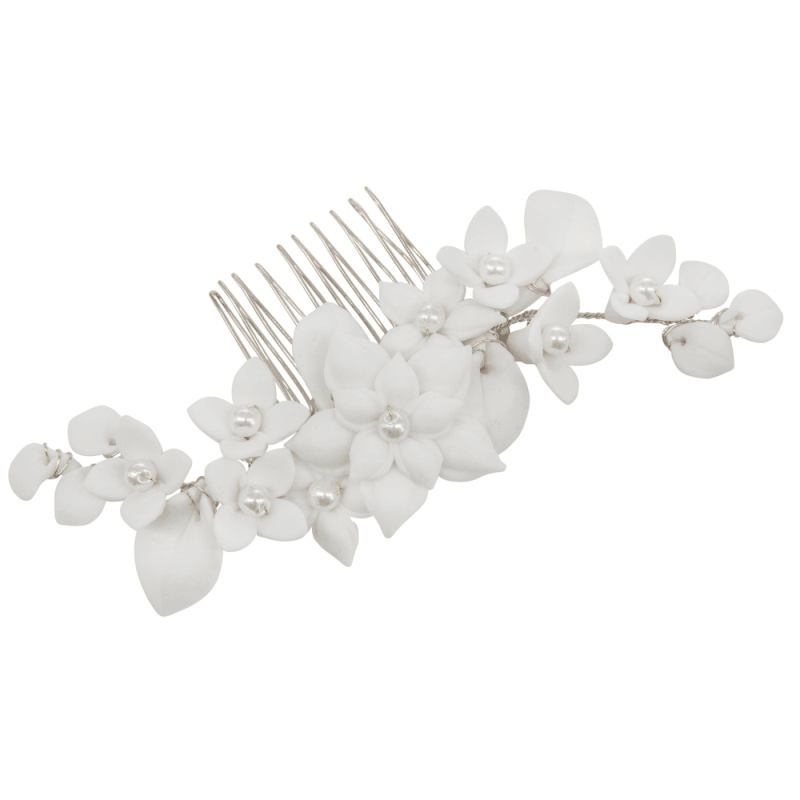 Hiuskoru, ATHENA BRIDAL|Allure Comb -hopeinen kukkahiuskampa