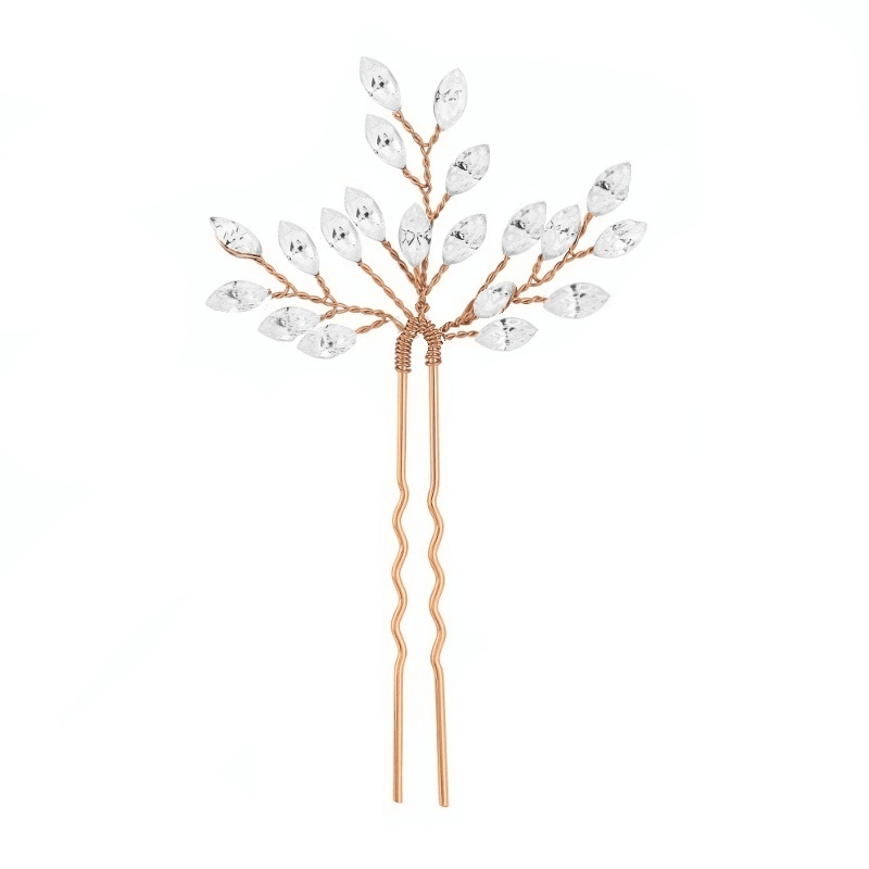 Hiuskoru, ATHENA BRIDAL|Dainty Rosegold Hairpin with Crystals