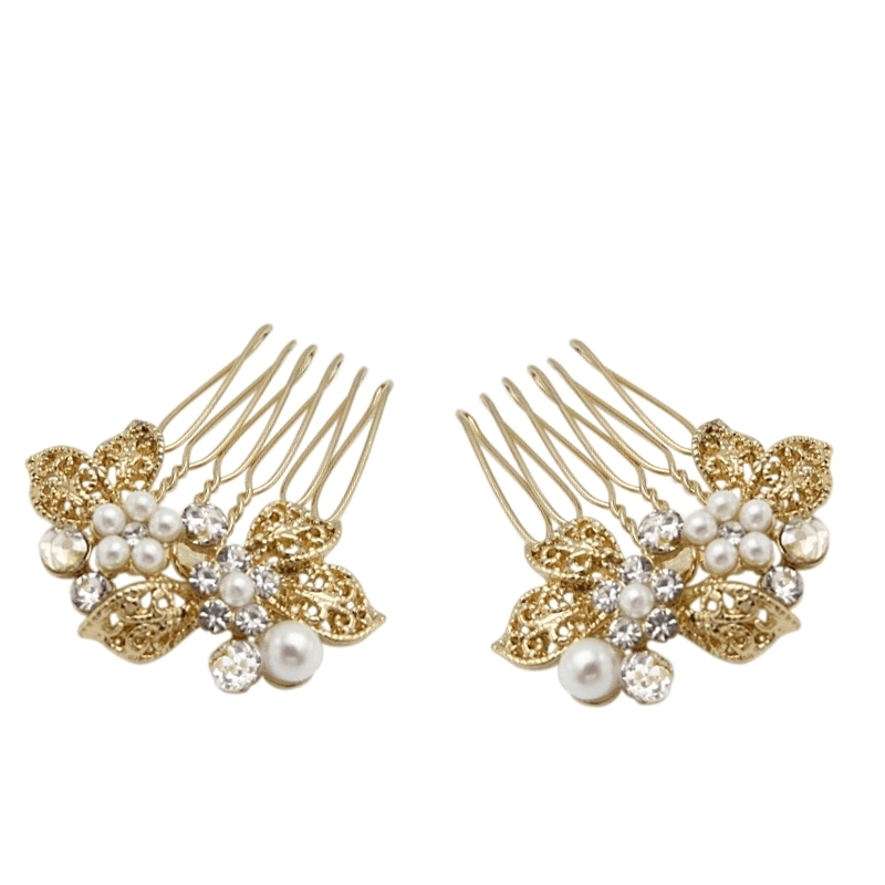 Hair ornament, ATHENA BRIDAL|Mini Gold Comb pearl hair ornament