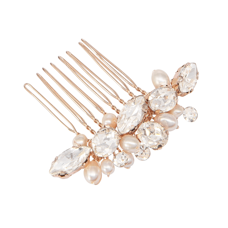Hair accessory, ATHENA BRIDAL|Petite Pearl Comb -rose gold pearl hair comb