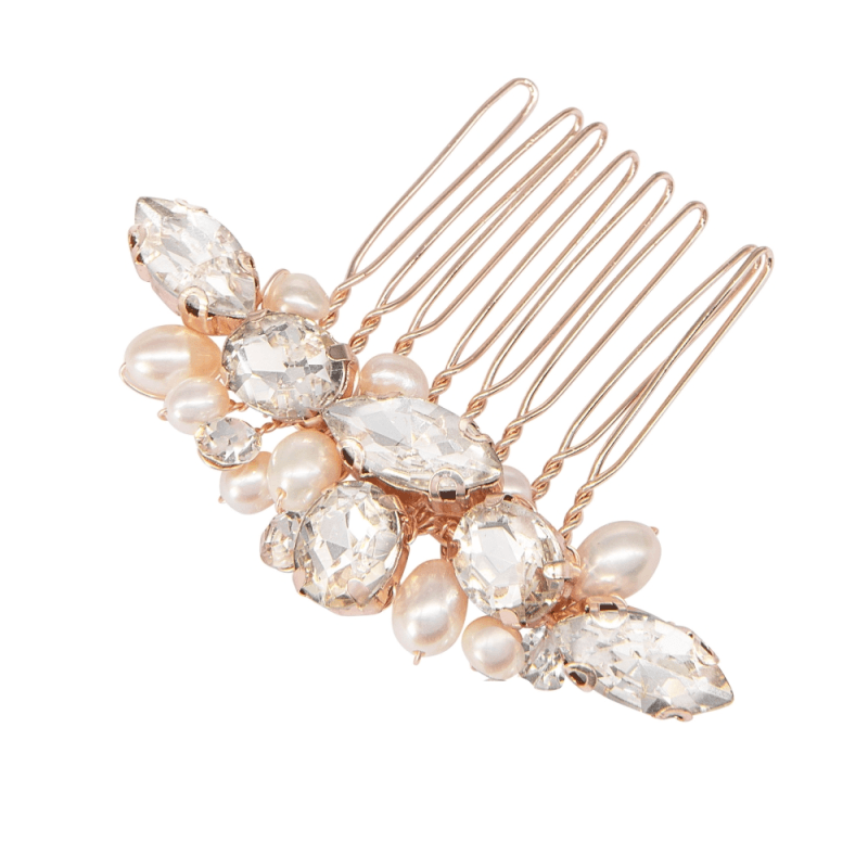 Hair accessory, ATHENA BRIDAL|Petite Pearl Comb -rose gold pearl hair comb