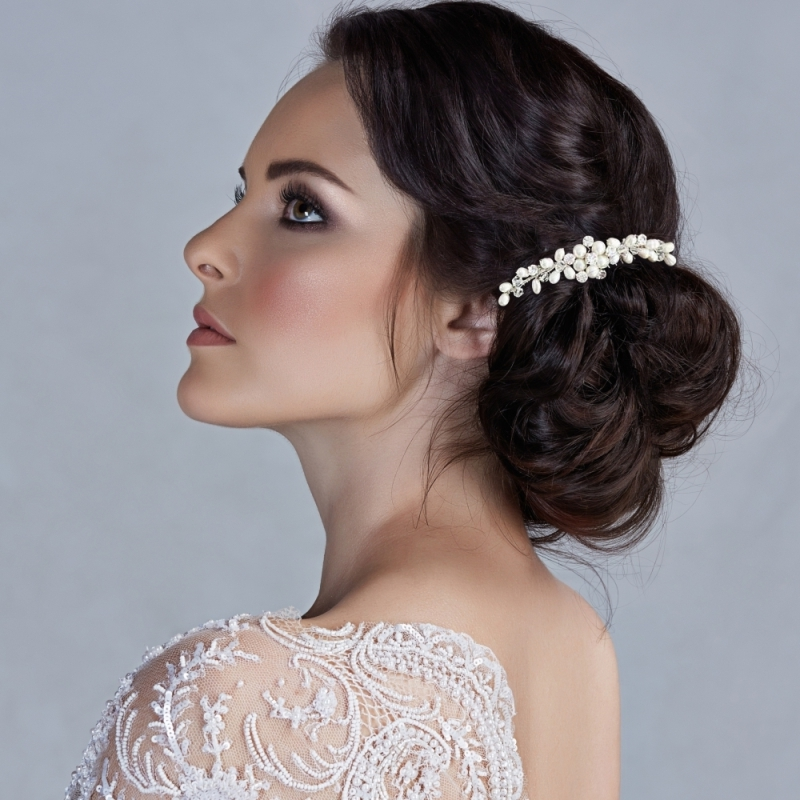 Hiuskoru, ATHENA BRIDAL|Forever Pearl Comb -hopeinen helmihiuskampa