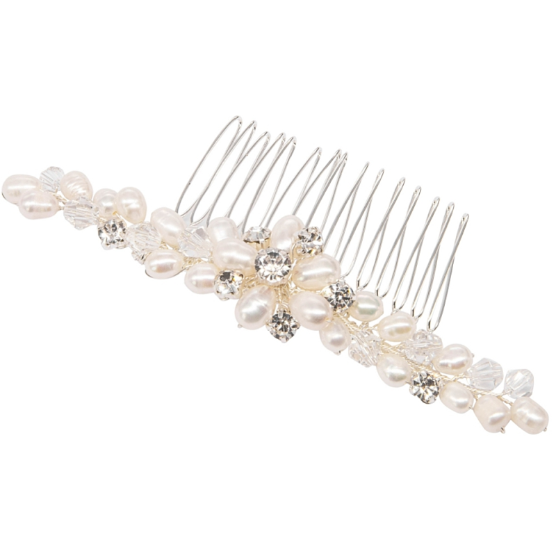 Hiuskoru, ATHENA BRIDAL|Forever Pearl Comb -hopeinen helmihiuskampa