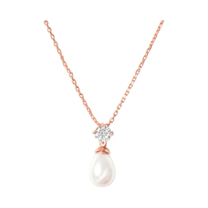 ATHENA BRIDAL | Rosegold Pearl Set -kristallikorusetti helmipisaralla