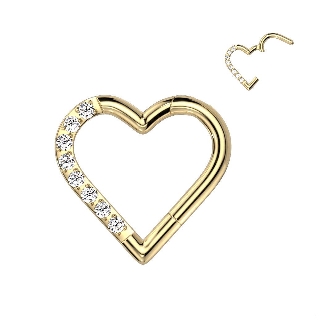 Lävistysrengas, Titanium Gold Heart CZ -sydän titaaniclicker