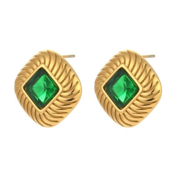 FRENCH RIVIERA|Norah Earrings - green surgical steel studs