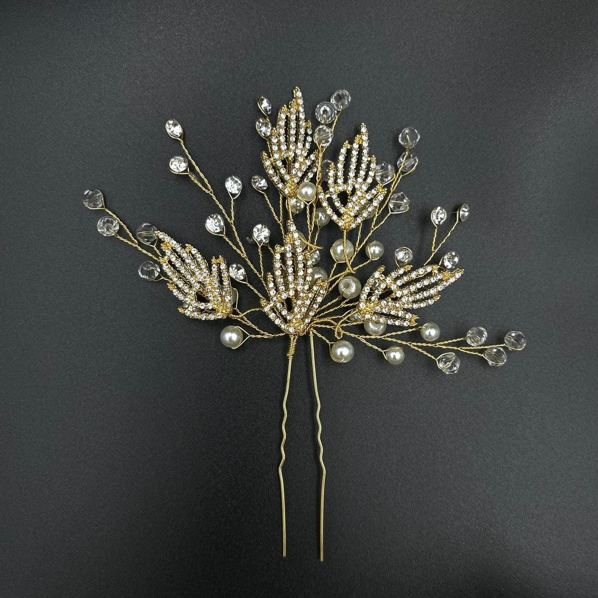Hair ornament|ROMANCE, Elise -stylable gold-colored hair ornament with pearl
