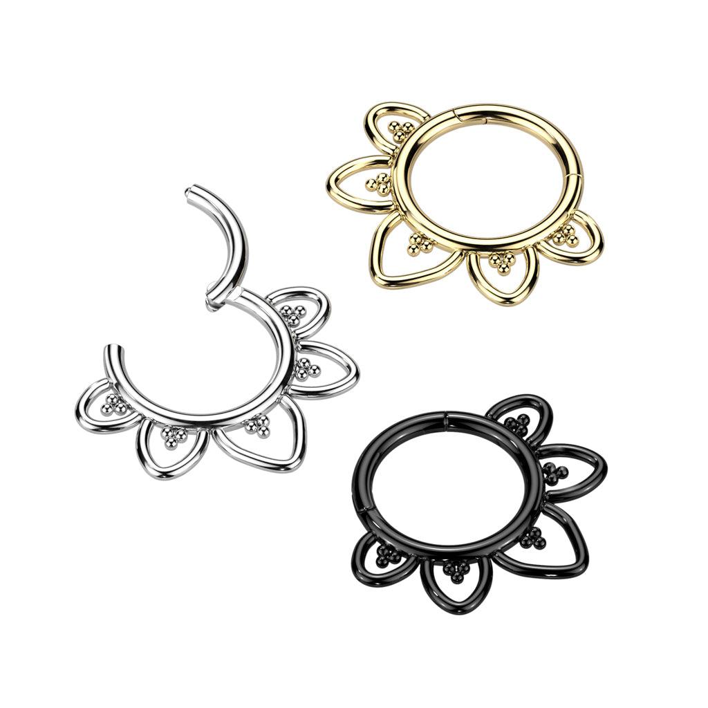 Titaani lävistysrengas, Filigree -koristeellinen clicker (hopea)